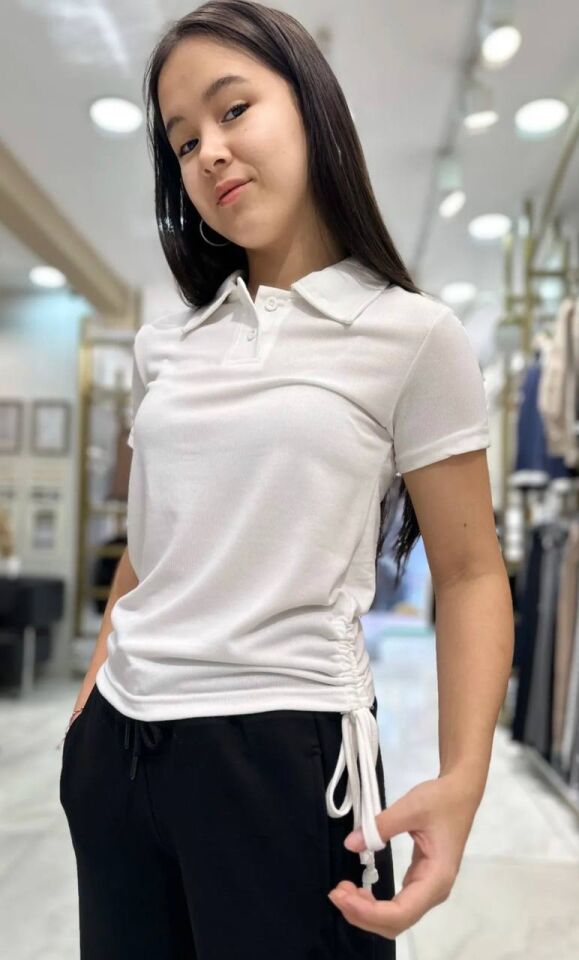 Kız Çocuk Gömlek Yaka T-shirt 34093