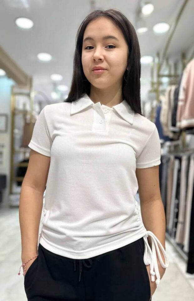 Kız Çocuk Gömlek Yaka T-shirt 34093