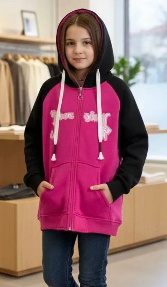 Üç İplik İçi Şardonlu Kumaştan Kışlık Fermuarlı Hoddie - 3859