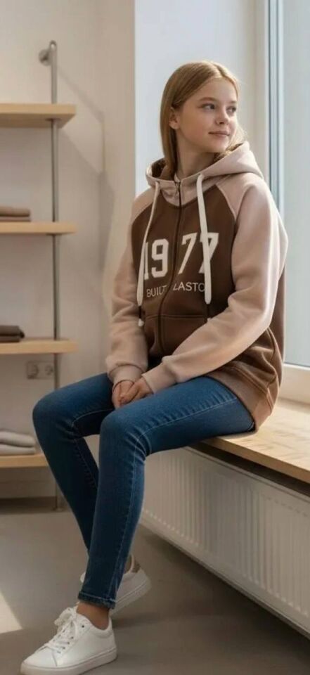 Üç İplik İçi Şardonlu Kumaştan Kışlık Fermuarlı Hoddie - 3833