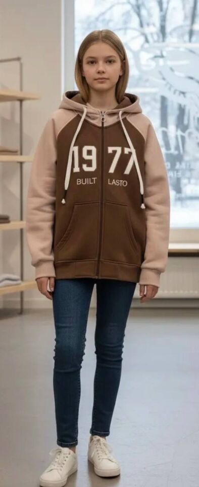 Üç İplik İçi Şardonlu Kumaştan Kışlık Fermuarlı Hoddie - 3833